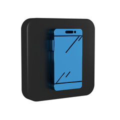 Poster - Blue Smartphone, mobile phone icon isolated on transparent background. Black square button.