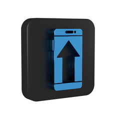 Poster - Blue Smartphone, mobile phone icon isolated on transparent background. Black square button.
