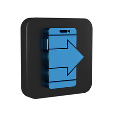 Poster - Blue Smartphone, mobile phone icon isolated on transparent background. Black square button.