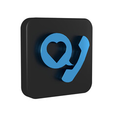 Poster - blue telephone with heart emoji speech bubble get message on screen icon isolated on transparent bac