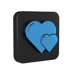 Wall Mural - Blue Heart icon isolated on transparent background. Romantic symbol linked, join, passion and wedding. Valentine day symbol. Black square button.