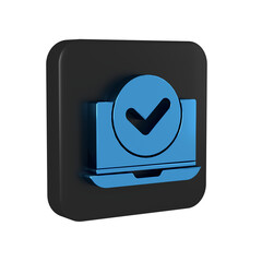 Sticker - Blue Laptop icon isolated on transparent background. Computer notebook with empty screen sign. Black square button.