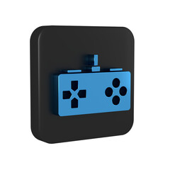 Sticker - Blue Gamepad icon isolated on transparent background. Game controller. Black square button.