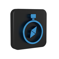 Poster - Blue Compass icon isolated on transparent background. Windrose navigation symbol. Wind rose sign. Black square button.