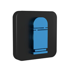 Sticker - Blue Cartridges icon isolated on transparent background. Shotgun hunting firearms cartridge. Hunt rifle bullet icon. Black square button.