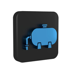 Wall Mural - Blue Oil and gas industrial factory building icon isolated on transparent background. Black square button.