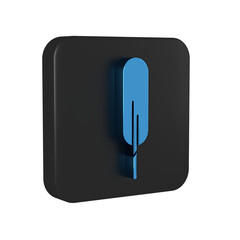 Wall Mural - Blue Feather pen icon isolated on transparent background. Black square button.