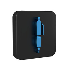 Poster - Blue Pen icon isolated on transparent background. Black square button.