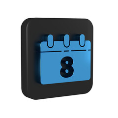 Poster - Blue Calendar with 8 March icon isolated on transparent background. International Happy Women Day. Black square button.