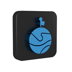 Sticker - Blue Moon with flag icon isolated on transparent background. Black square button.