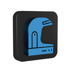 Sticker - Blue Astronaut helmet icon isolated on transparent background. Black square button.