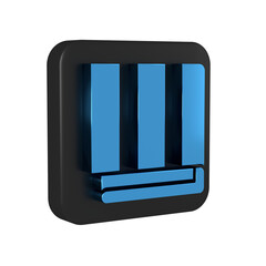 Poster - Blue Towel stack icon isolated on transparent background. Black square button.