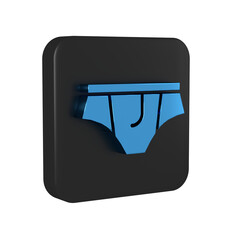 Sticker - Blue Underwear icon isolated on transparent background. Black square button.