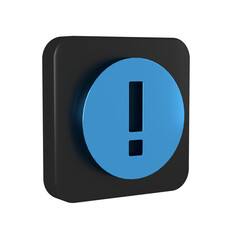 Canvas Print - Blue Information icon isolated on transparent background. Black square button.