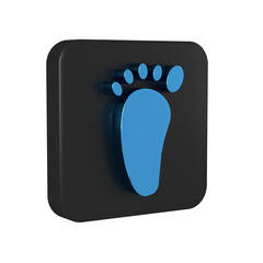 Wall Mural - Blue Foot massage icon isolated on transparent background. Black square button.