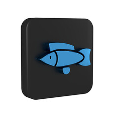 Poster - Blue Fish icon isolated on transparent background. Black square button.