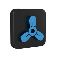 Canvas Print - Blue Boat propeller, turbine icon isolated on transparent background. Black square button.