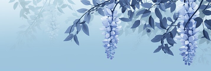 Wall Mural - Blue wisteria flowers eco natural background with text space. Natural website header or banner design
