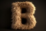 Letter b fur. Originally and interesting design character with details. Generate AI