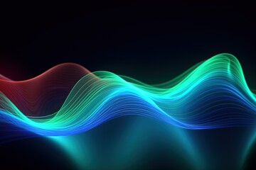 Colorful light waves flowing in the dark background