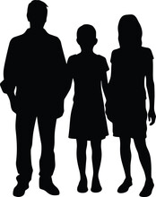 Vector Silhouette Of Family On White Background. AI Generated Illustration.