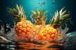 Pineapple dunked dramatically splash water