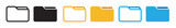 Fototapeta  - computer open data folder vector icon set in black, yellow and blue color. desktop save file ui symbol. information document organize folder sign.