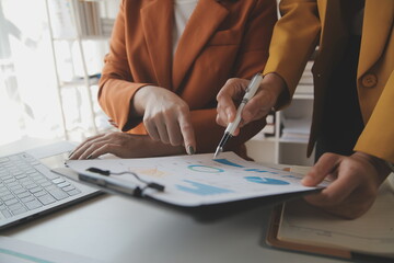 .Team of business people working together in the meeting room office, teamwork background charts and graphs banner, double exposure successful teamwork,business planning concept.