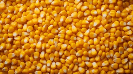Poster - Top view texture of freshly harvested yellow corn kernels. Agriculture, food concepts.