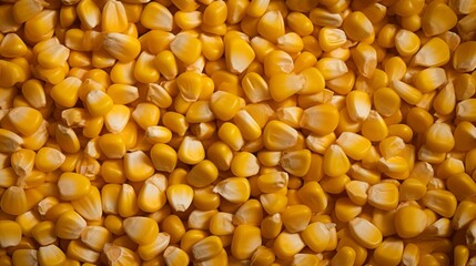 Poster - Close-up Top view of the texture of freshly harvested yellow corn kernels. Agriculture, food concepts.