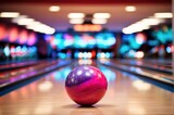 Fototapeta  - Colorful bowling ball, blurred defocused background