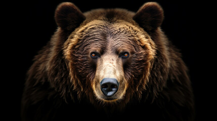 Wall Mural - Portrait of a Brown bear against black background