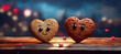 © giedriius - Two cute smiling heart-shaped cookies. Love concept