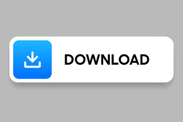 Poster - 3D download button icon. Upload icon. Down arrow bottom side symbol. Click here button. Save cloud icon push button for UI UX, website, mobile application.