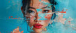 Front view, close up face of beautiful Asian woman staring at camera, having attractive appearance, perfect complexion. Cosmetics, beauty and fashion concept
