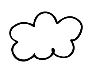 Cloud hand painted with brush. Doodle cloud icon isolated on white background