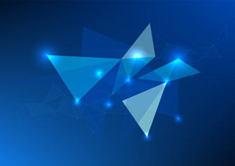 Poster - abstract technology background, interconnected triangle geometric line elements illustration of hi-t
