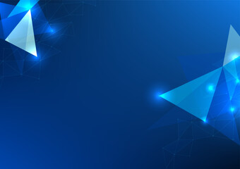 Poster - abstract technology background, interconnected triangle geometric line elements illustration of hi-t