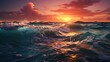 Large Ocean Wave At Sunset