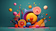 © growth.co - Colorful background realistic decorative design objects 3d render.