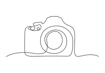 Camera single continuous line vector illustration. Free vector.