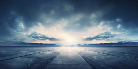 Wall Mural - the horizon and the cloudy sky as a background, in the foreground an empty square.