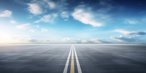 Wall Mural - the horizon and the cloudy sky as a background, in the foreground an empty square.