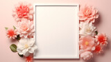 Fototapeta Sypialnia - Empty floral frame with copy space for greeting card or invitation design