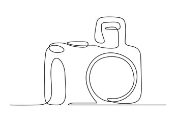 Fototapete - Digital camera continuous one line drawing. Isolated on white background vector illustration. Premium vector.