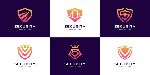 Poster - Set of collection shield logo design template