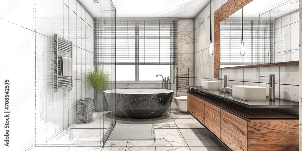 pen sketch draw Stylish interior Stock Photo | Adobe Stock