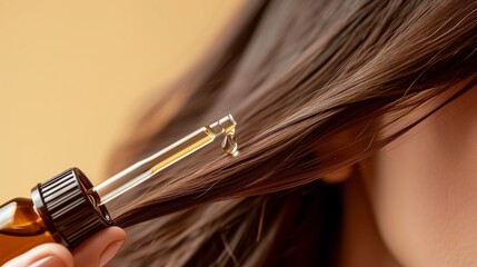 Sticker - Woman applying essential with pipette oil onto hair root