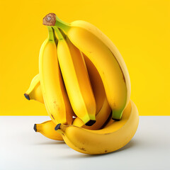 bunch of yellow ripe bananas  isolated on yellow  background.