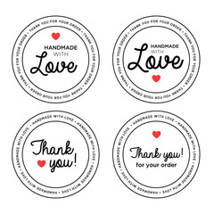 Thank you for your order. Set of stamps made with love product sticker